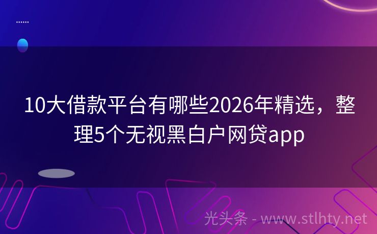 10大借款平台有哪些2026年精选，整理5个无视黑白户网贷app