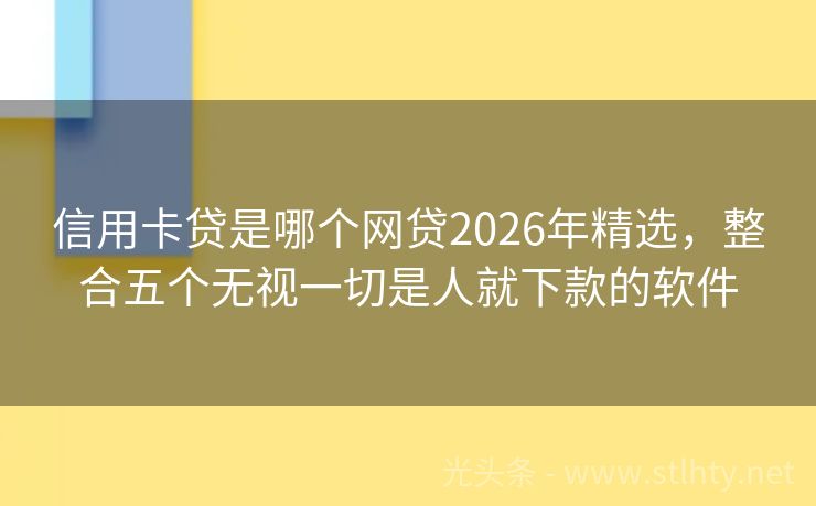 信用卡贷是哪个网贷2026年精选，整合五个无视一切是人就下款的软件
