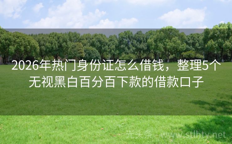 2026年热门身份证怎么借钱，整理5个无视黑白百分百下款的借款口子