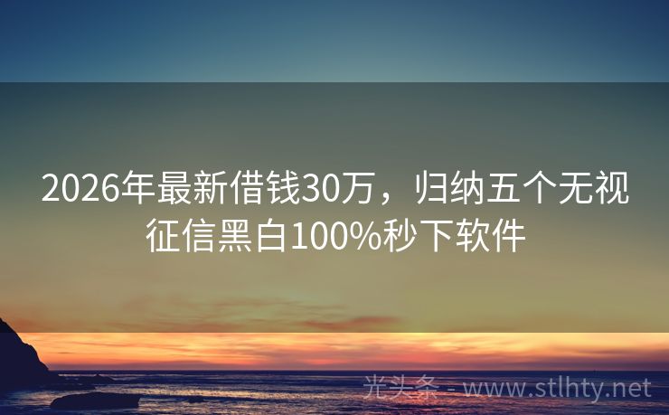 2026年最新借钱30万，归纳五个无视征信黑白100%秒下软件