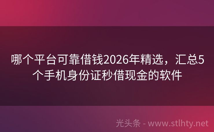 哪个平台可靠借钱2026年精选，汇总5个手机身份证秒借现金的软件