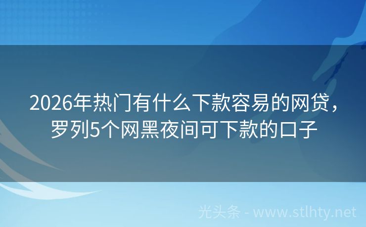 2026年热门有什么下款容易的网贷，罗列5个网黑夜间可下款的口子