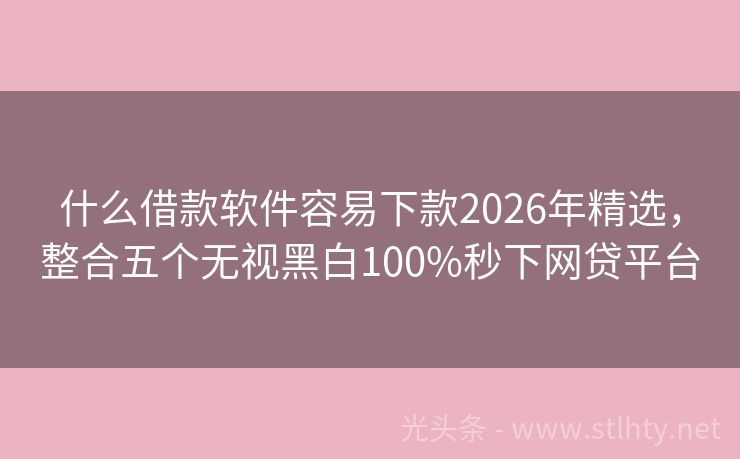 什么借款软件容易下款2026年精选，整合五个无视黑白100%秒下网贷平台