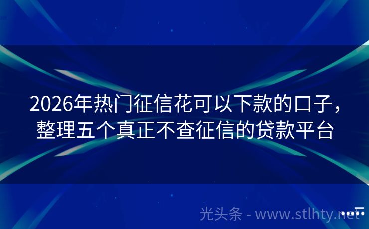 2026年热门征信花可以下款的口子，整理五个真正不查征信的贷款平台