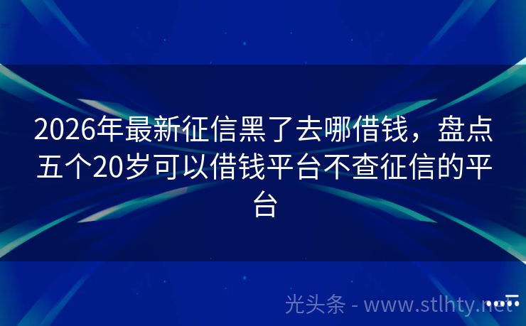 2026年最新征信黑了去哪借钱，盘点五个20岁可以借钱平台不查征信的平台