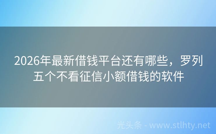 2026年最新借钱平台还有哪些，罗列五个不看征信小额借钱的软件
