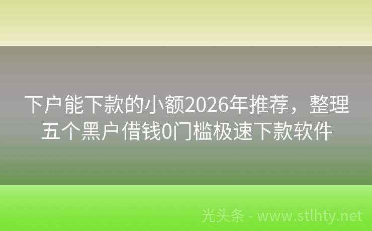 下户能下款的小额2026年推荐，整理五个黑户借钱0门槛极速下款软件