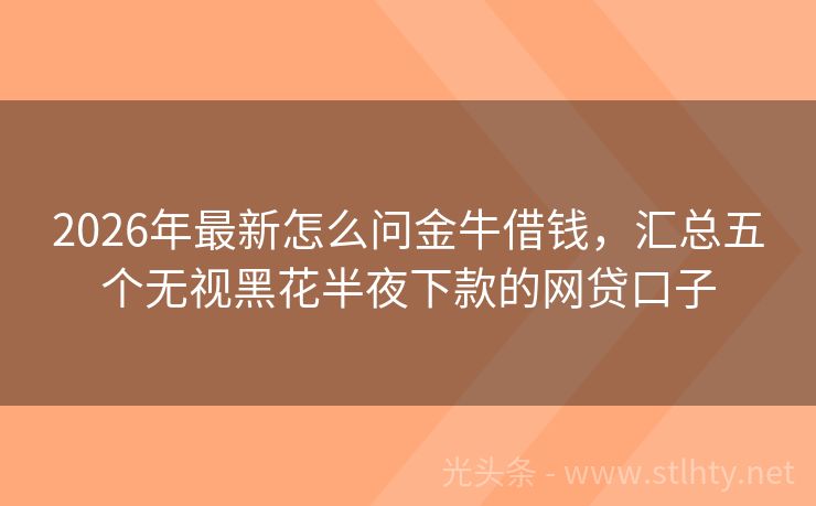 2026年最新怎么问金牛借钱,汇总五个无视黑花半夜下款的网贷口子