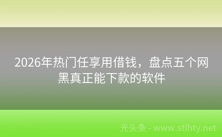 2026年热门任享用借钱，盘点五个网黑真正能下款的软件