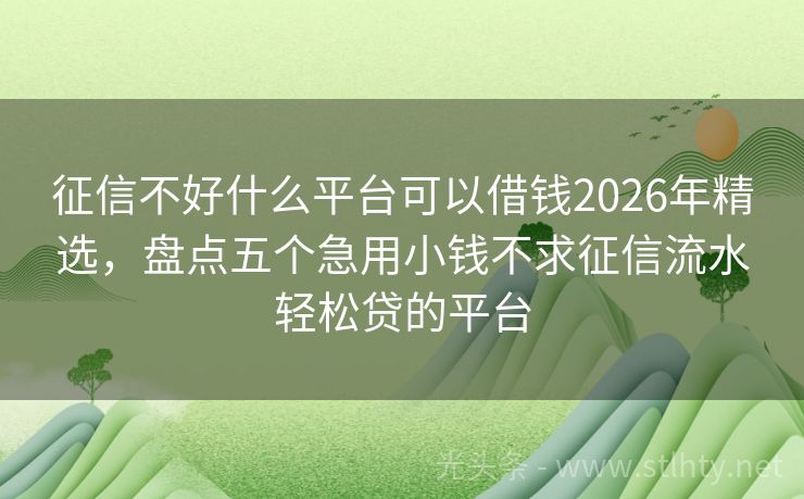 征信不好什么平台可以借钱2026年精选，盘点五个急用小钱不求征信流水轻松贷的平台