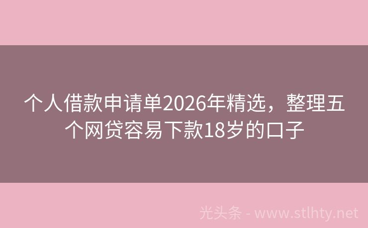 个人借款申请单2026年精选，整理五个网贷容易下款18岁的口子