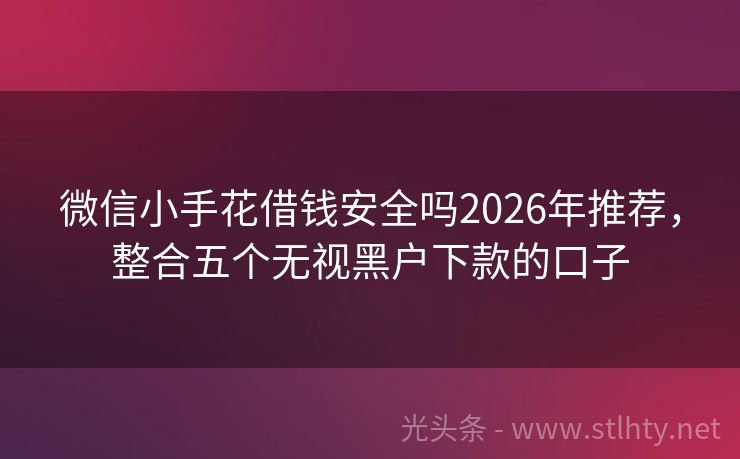 微信小手花借钱安全吗2026年推荐，整合五个无视黑户下款的口子