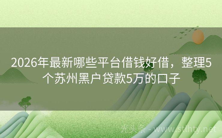 2026年最新哪些平台借钱好借，整理5个苏州黑户贷款5万的口子
