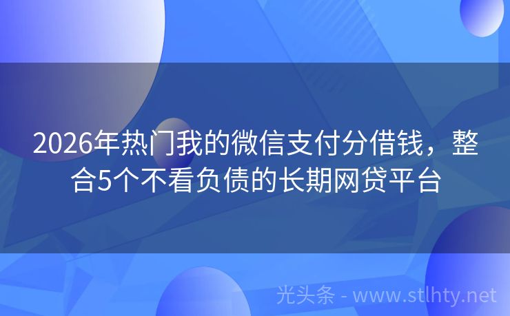 2026年热门我的微信支付分借钱，整合5个不看负债的长期网贷平台