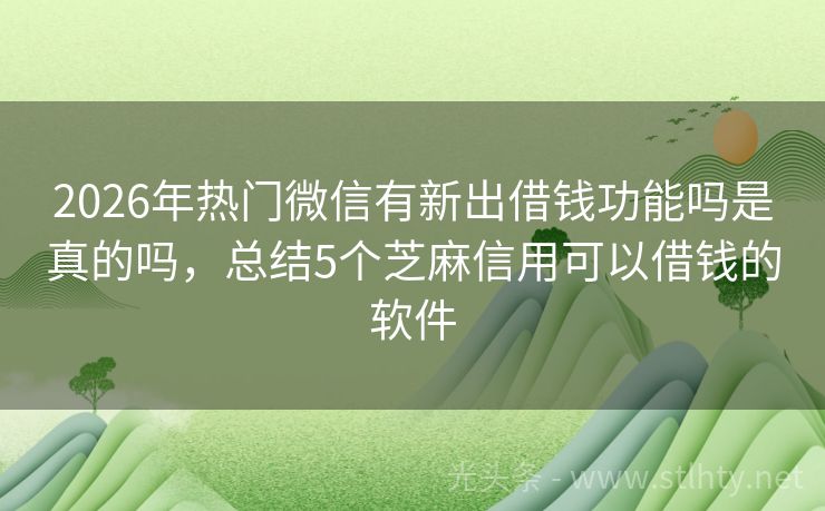 2026年热门微信有新出借钱功能吗是真的吗，总结5个芝麻信用可以借钱的软件