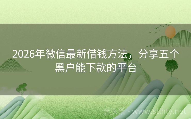 2026年微信最新借钱方法，分享五个黑户能下款的平台