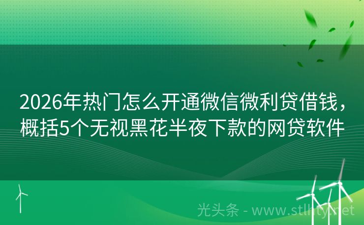 2026年热门怎么开通微信微利贷借钱，概括5个无视黑花半夜下款的网贷软件