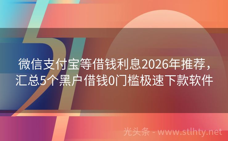 微信支付宝等借钱利息2026年推荐，汇总5个黑户借钱0门槛极速下款软件