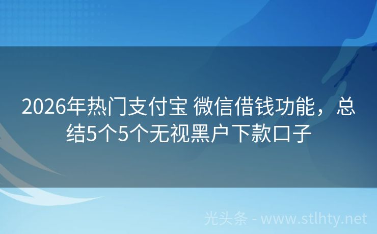 2026年热门支付宝 微信借钱功能，总结5个5个无视黑户下款口子