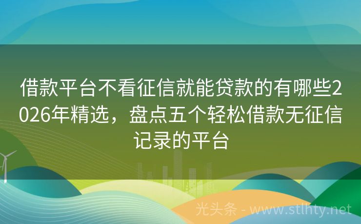 借款平台不看征信就能贷款的有哪些2026年精选，盘点五个轻松借款无征信记录的平台
