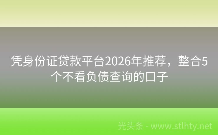 凭身份证贷款平台2026年推荐，整合5个不看负债查询的口子