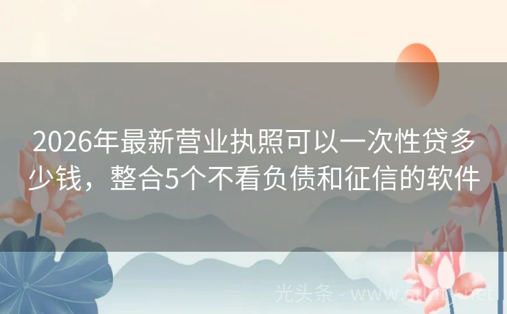 2026年最新营业执照可以一次性贷多少钱，整合5个不看负债和征信的软件