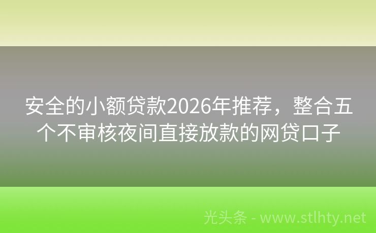 安全的小额贷款2026年推荐，整合五个不审核夜间直接放款的网贷口子