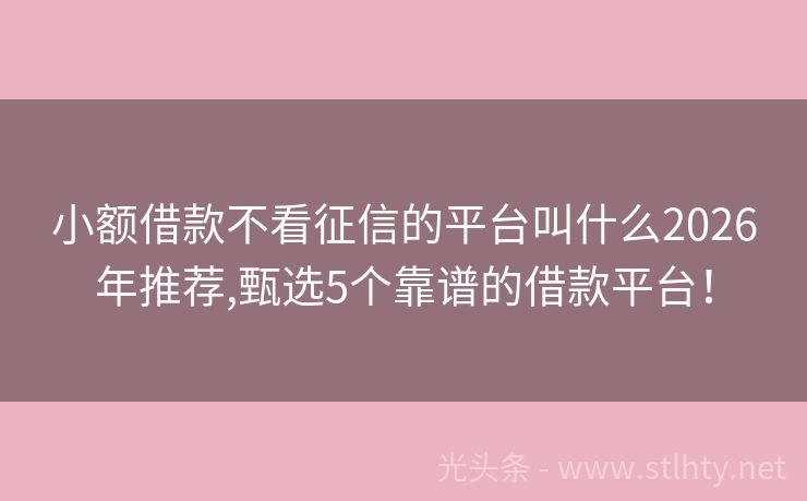 小额借款不看征信的平台叫什么2026年推荐,甄选5个靠谱的借款平台！